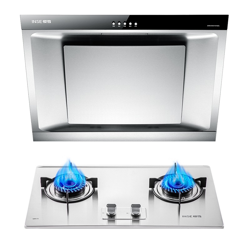 樱雪(INSE) 侧吸式抽油烟机灶具套装 吸油烟机灶具套装 油烟机燃气灶具套装H1418(G)+1810G 天燃气