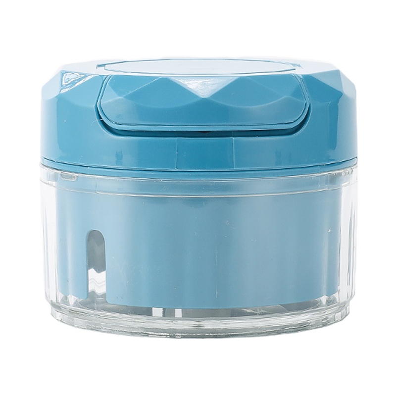 拉蒜搅蒜器家用蒜泥器迷你蒜蓉机切蒜手动多功能蒜泥摆摊货源 敬平 新款蓝色拉蒜器304精钢刀头研磨碗(碎物器)