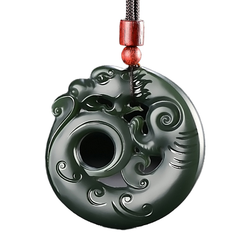 依帝魅吊坠 和田玉青玉塔青一细料龙壁玉牌吊坠男款生肖龙牌玉佩玉器吊坠