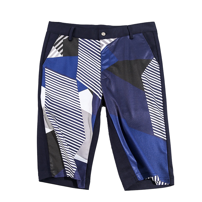 蓝旗/BLUEG 2019年新品男士休闲条纹简约时尚休闲中裤潮流5分短裤