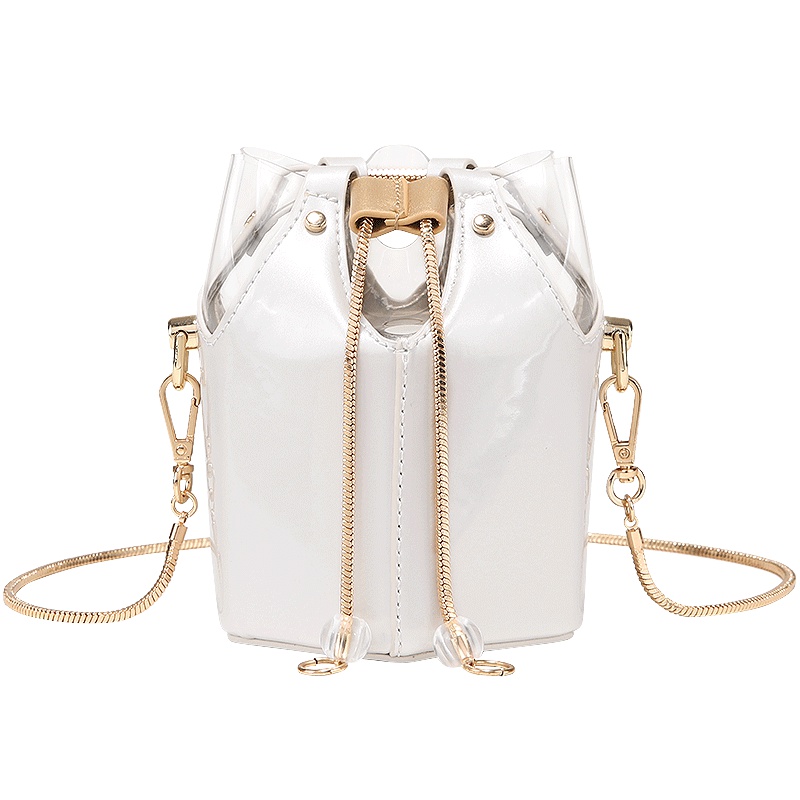 2019夏天新款潮小清新六芒星果冻包链条水桶小包包ins百搭斜挎包