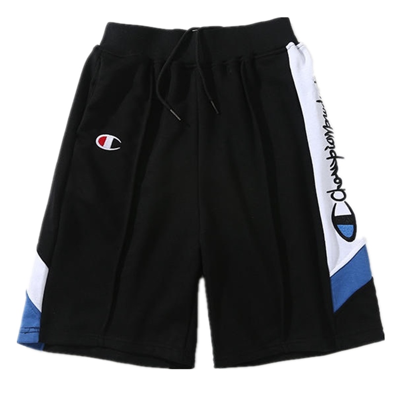 Champion冠军潮牌抽绳运动撞色拼接 刺绣英文短裤