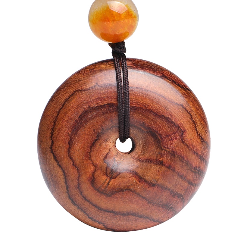 月印百川 黄花梨吊坠 糠梨老料鬼眼平安扣木饰男女款挂件