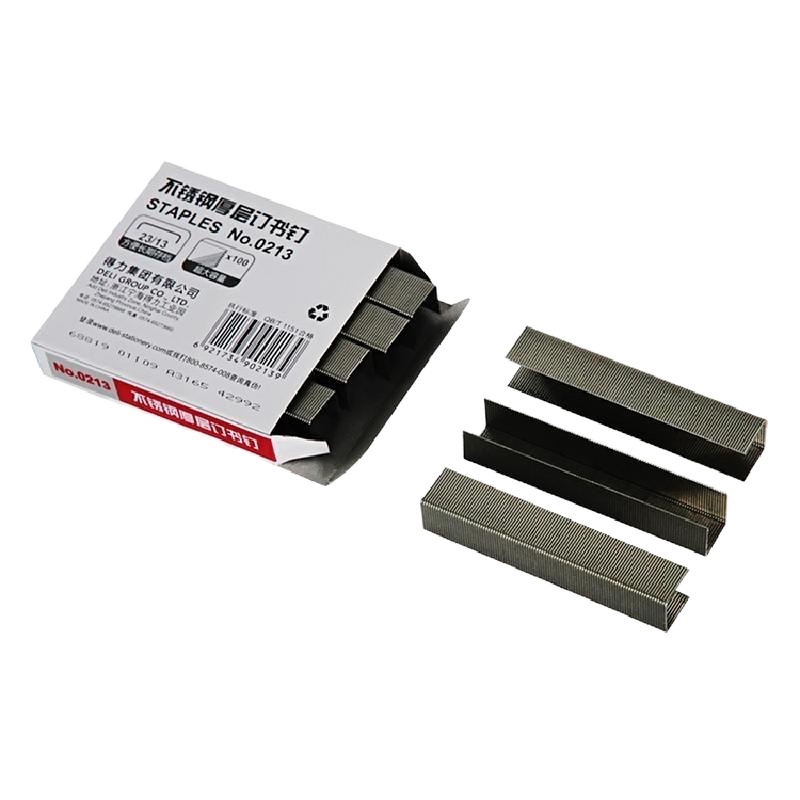 得力0213不锈钢厚层订书钉23/13(1000枚/盒)通用型订书针 不锈钢钉 办公用品 订书针 5盒/组