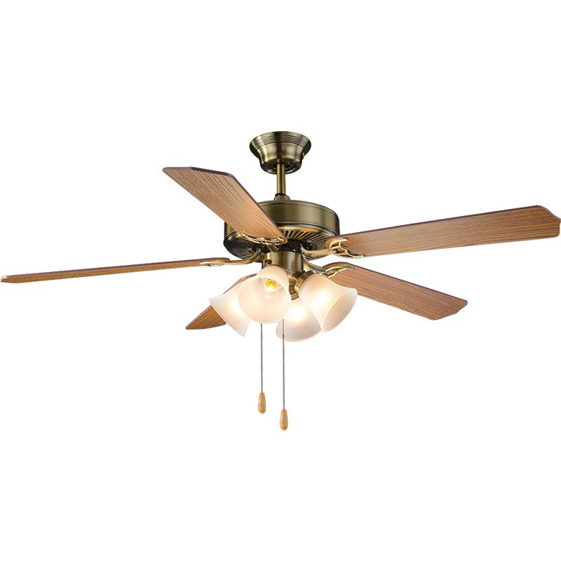 雷士照明(NVC) 吊灯风扇灯复古木纹风扇吊灯创意餐厅风扇灯欧式美式田园风格灯具灯饰