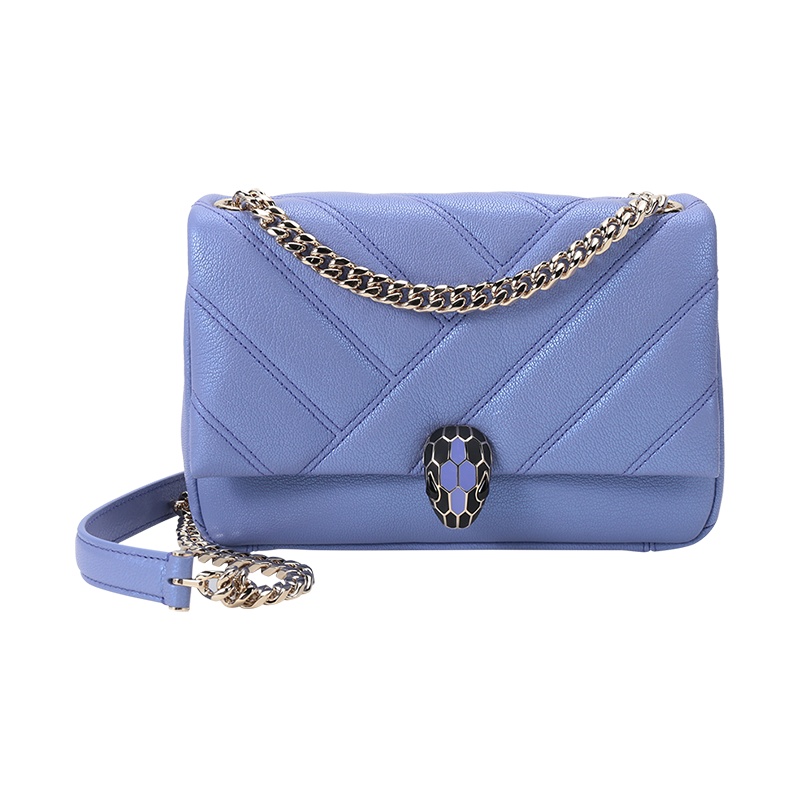 BVLGARI 宝格丽 女士 SERPENTI CABOCHON系列羊皮蛇头扣绗缝手提单肩斜挎包小号 290617