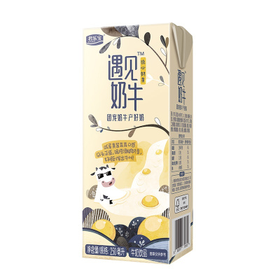 君乐宝 遇见奶牛流心奶黄风味牛奶 250mL*12盒 礼盒装