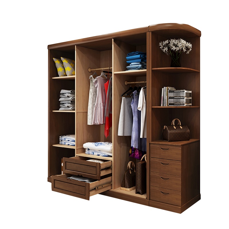 景山百岁 衣柜 实木衣柜 四门推拉衣柜 转角衣柜 现代中式衣柜 木质衣柜 卧室大衣橱 406#