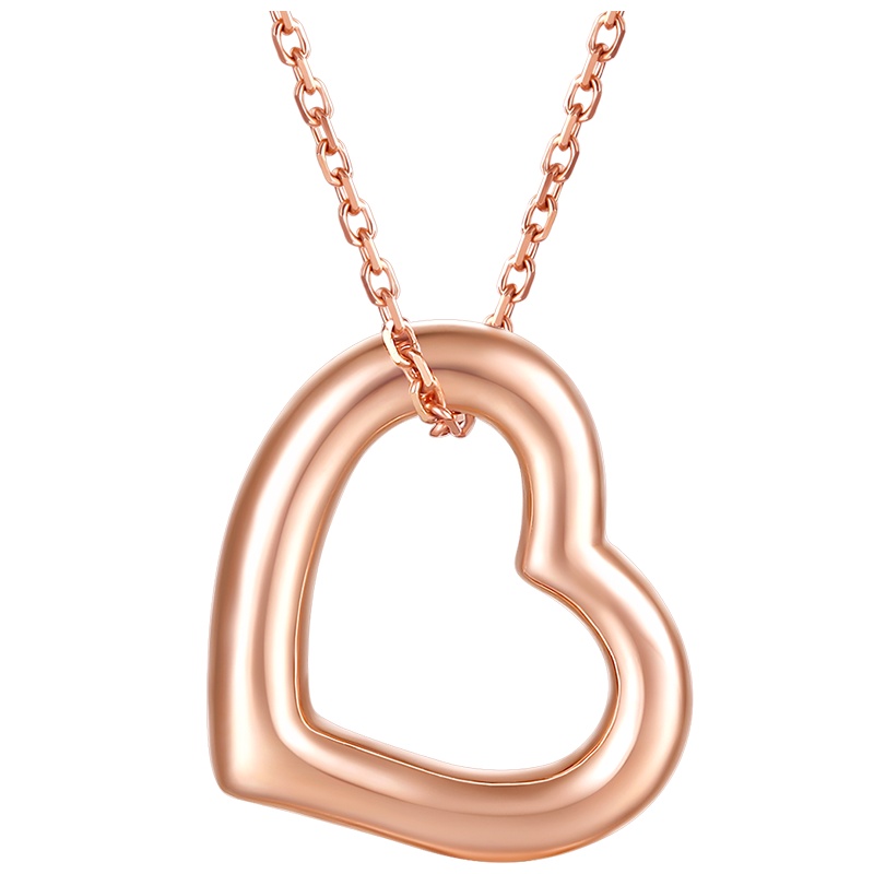 周六福(ZHOULIUFU)18K金吊坠爱心多彩玫瑰金彩金AU750心形锁骨小吊坠KR044910