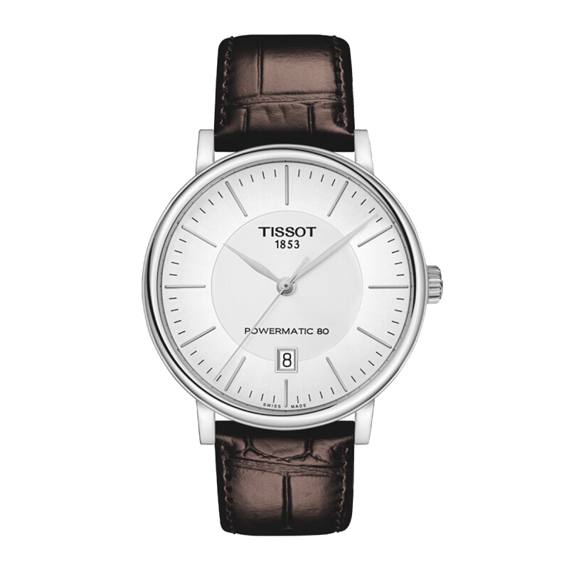 天梭(TISSOT)卡森臻我系列自动机械时尚休闲商务皮带男士手表T122.407.16.031.00