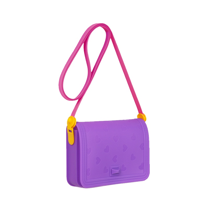 思利满Sillymann 儿童斜背包 糖果色柔软轻便两用手挎包 紫色 铂金硅胶