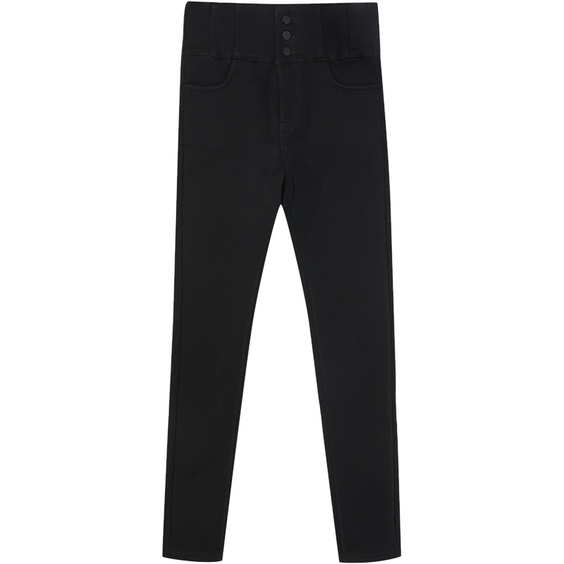 三彩2021春季新款高腰提臀塑型魔术裤黑色修身长裤休闲裤女秋冬