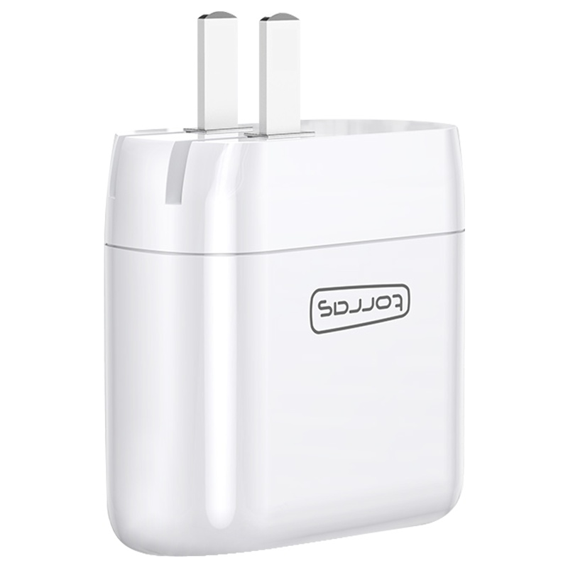 图拉斯-T2-B旅行充电器-带2米线 苹果30W快充PD充电器头一套装 折叠插头 白色