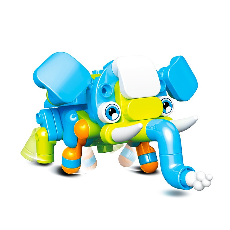 布鲁可大颗粒积木跑跑变变变动物儿童拼插积木遥控玩具男女孩