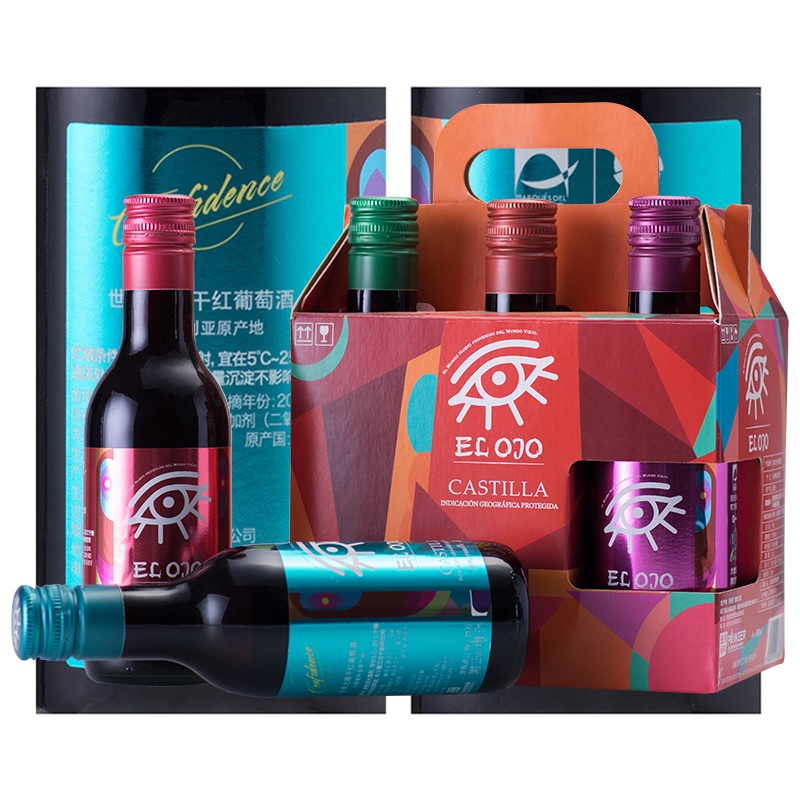 张裕先锋 爱欧公爵 世界之眼 187ml*6瓶 礼盒装 干红葡萄酒 西班牙进口葡萄酒