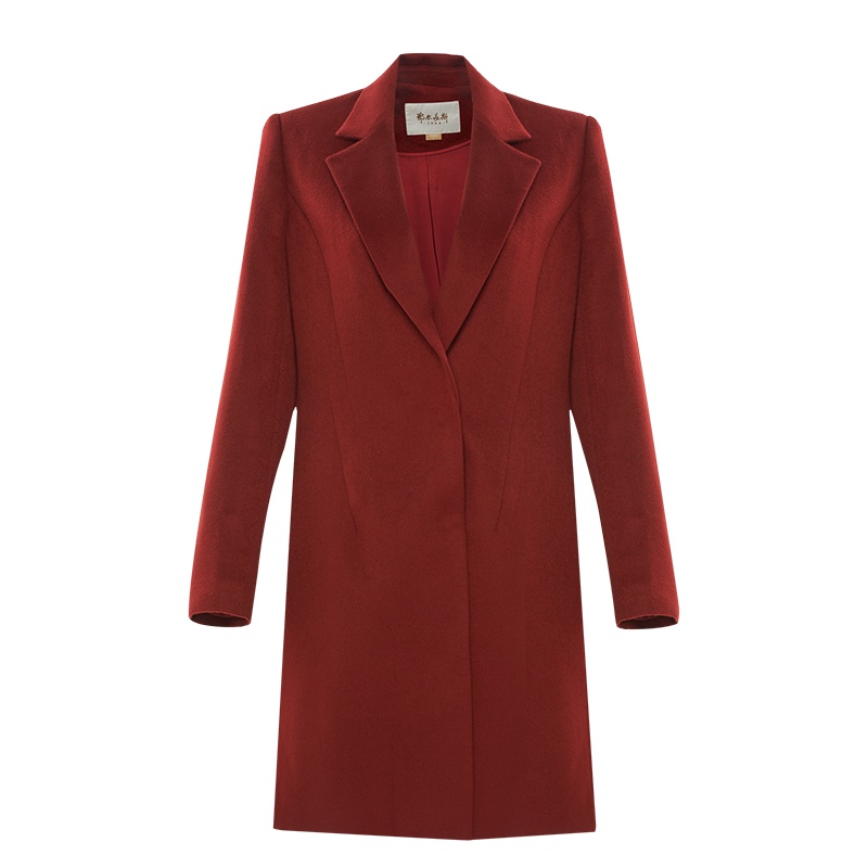 鄂尔多斯ERDOS 女士中长款纯羊绒大衣