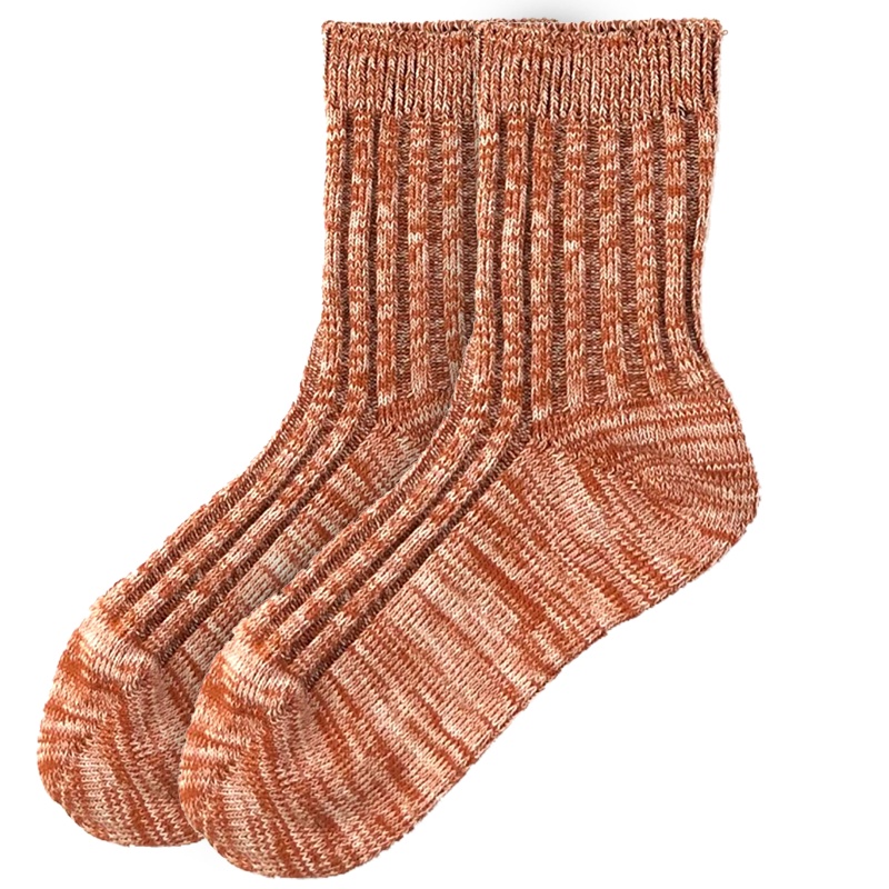 Heheng·和亨 2019年秋季新款粗针中筒手缝和亨秋冬厚双针拼纱纯棉男女袜