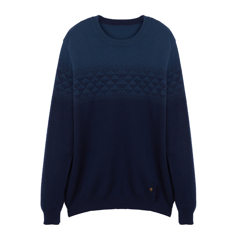 鄂尔多斯ERDOS 秋冬纯山羊绒圆领虚提男式羊绒衫