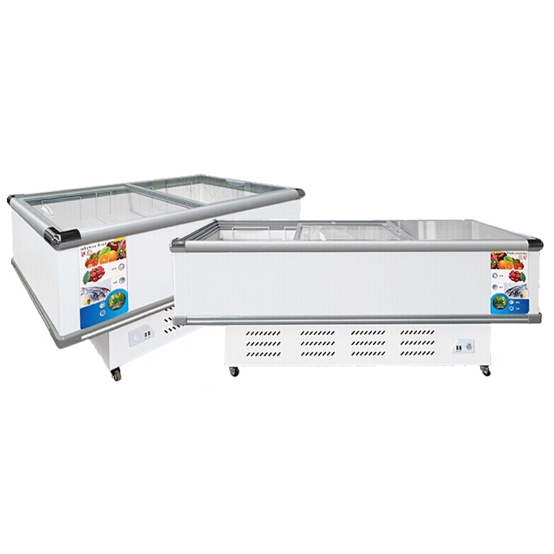 lecon/乐创 平岛柜卧式冰柜点菜柜展示柜冷藏商用保鲜柜雪糕肉类速冻冷冻柜烧烤配菜柜海鲜柜 2.1双压缩机 全冷冻