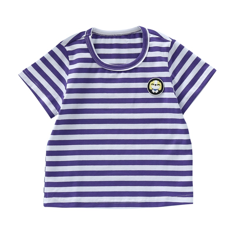 龙之涵(LONGZHIHAN)童装儿童短袖t恤2020年新款宝宝半袖夏季中小童圆领洋气上衣纯棉条纹夏装POLO衫气 体恤