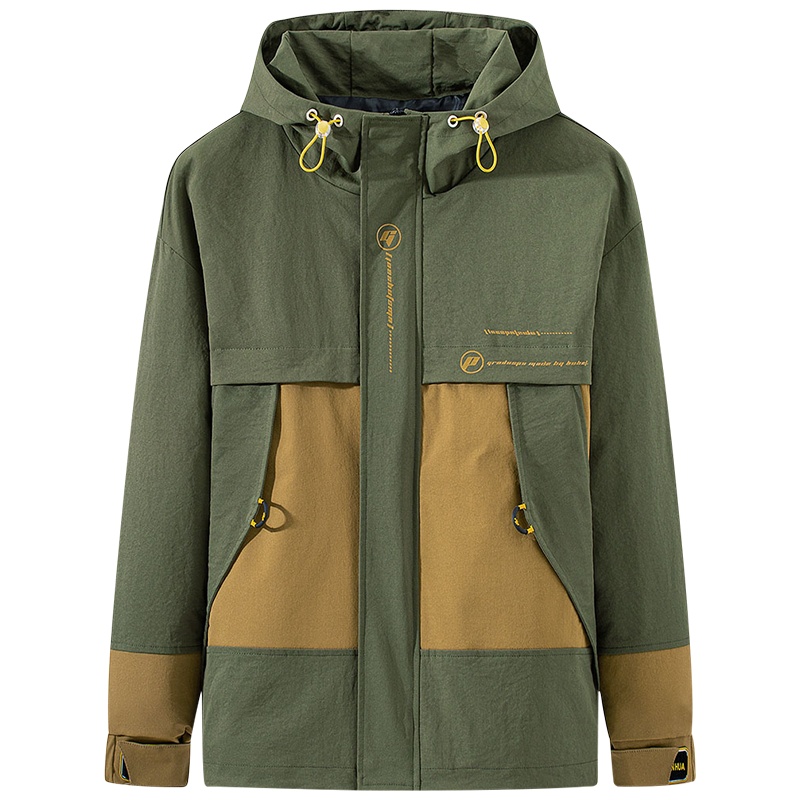 春秋薄款夹克连帽拉链大口袋工装痞帅外套男潮流百搭简约休闲衣服. MD2081