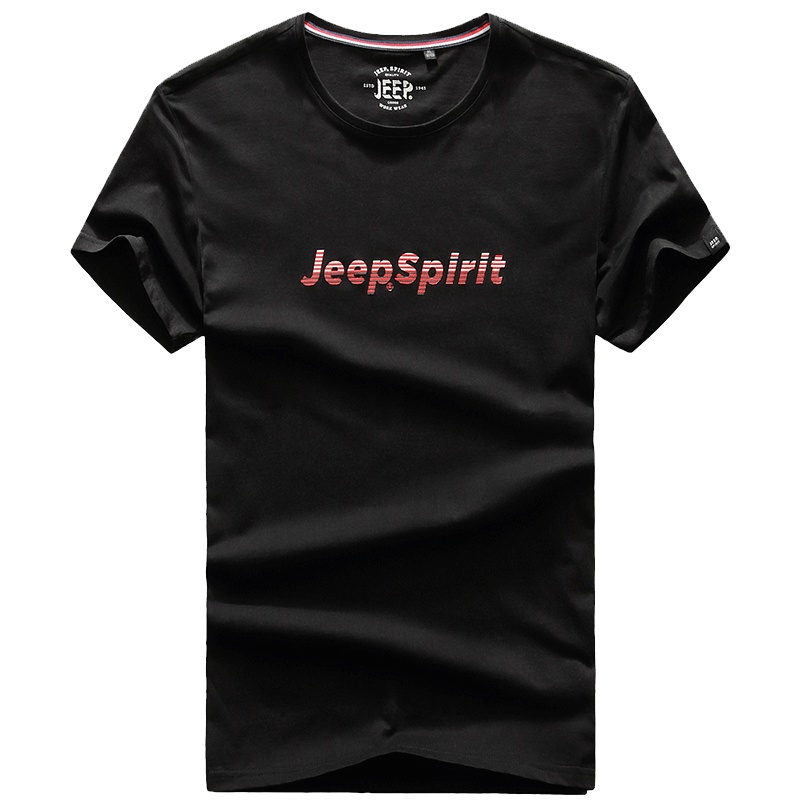 JEEP 男装旗艦吉普短袖T恤圆领印花全棉宽松大码夏季休闲半袖t恤