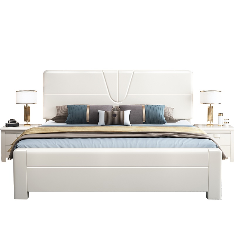 德致实木床现代简约白色北欧轻奢1.5米单人床1.8米双人主卧高箱床