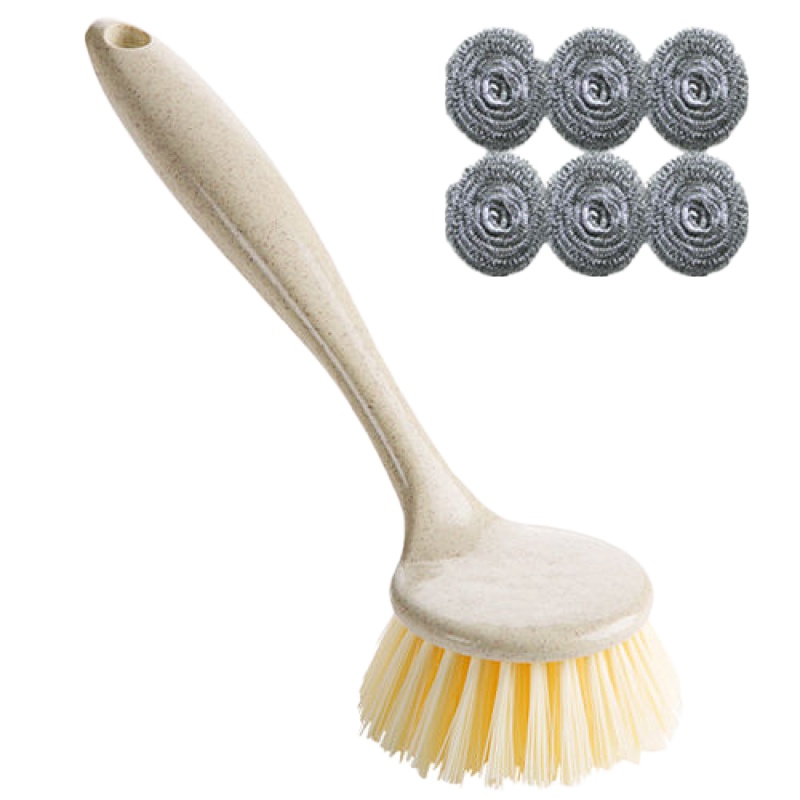 长柄刷2个装(送清洁球) 锅刷洗锅神器洗锅刷不伤锅不沾油带柄长柄刷锅刷子擦锅厨房清洁刷