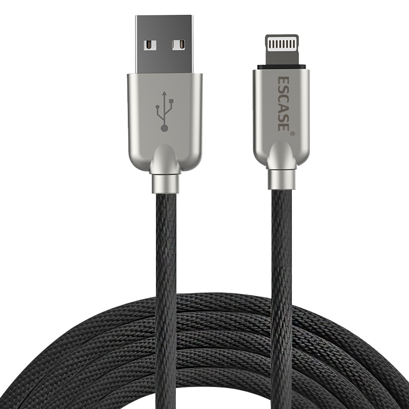 ESCASE 苹果数据线iPhone 13快充电源线4.1A手机充电器USB连接线200KG承重C11黑色1米适用于