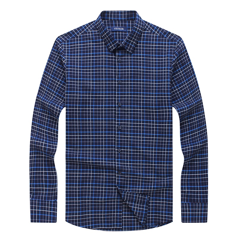 Youngor/雅戈尔秋冬新品男士商务正装纯棉蓝色修身长袖衬衫396FFY