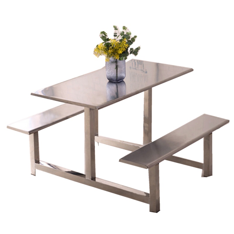 丰甲食堂餐桌椅连体公司员工学校食堂餐桌饭店不锈钢餐桌椅FJ087