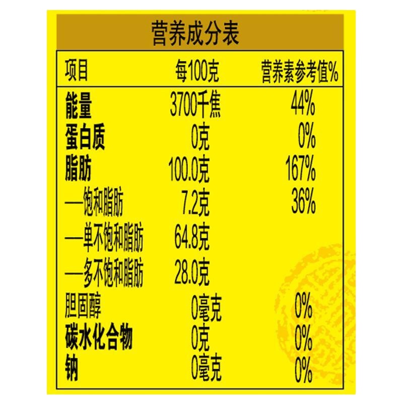 金龙鱼 精炼一级菜籽油5L/瓶 植物油色拉油食用油菜油 单瓶装