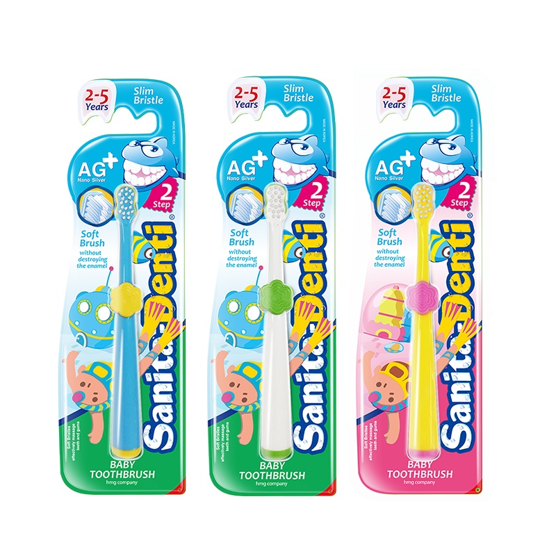 sanita-denti 莎卡婴幼宝宝牙刷细软毛2-5岁儿童口腔清洁护齿训练(颜色随机)