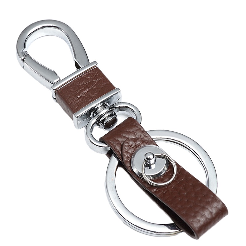 敬平汽车钥匙扣手工皮车载钥匙扣汽车用品男女腰挂防丢钥匙链 马蹄扣铬色(送手绳+号码牌)