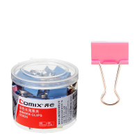 齐心B3635彩色长尾夹 19mm票据夹燕尾夹铁夹子 40只/筒 2筒装