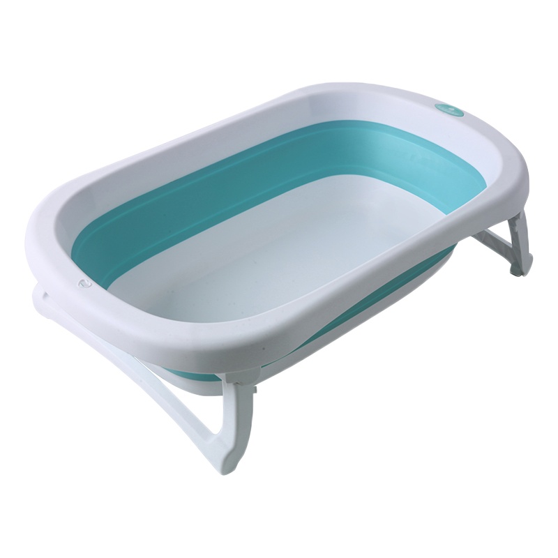 贝利亚 婴儿感温折叠浴盆宝宝洗澡盆加大幼儿浴桶可坐躺沐浴盆儿童洗澡盆蓝色感温款