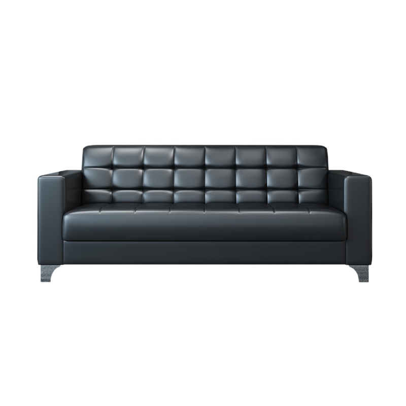 办公家具 现代商务接待小型沙发简约会客 三人位沙发(183*75*60cm) 黑色