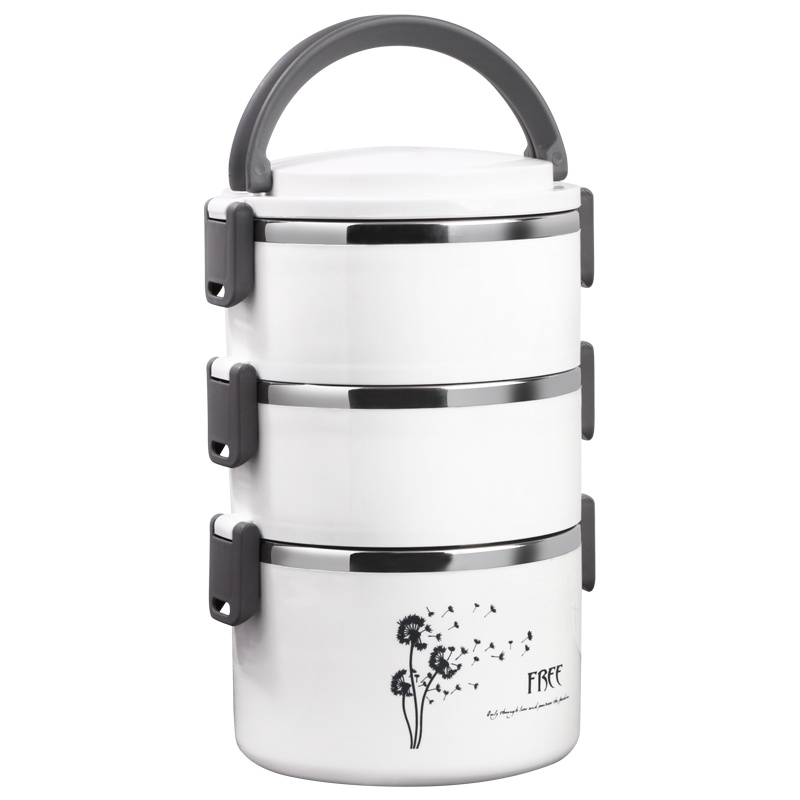 鸣顺不锈钢多层保温饭盒提锅儿童成人通用便当盒大容量三层日式学生上班族密封防溢餐盒