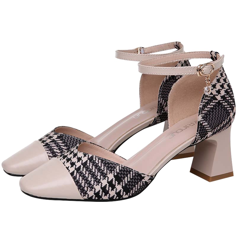 莱卡金顿LAIKAJINDUN春夏方头浅口一字带上班休闲职业单鞋女鞋6942