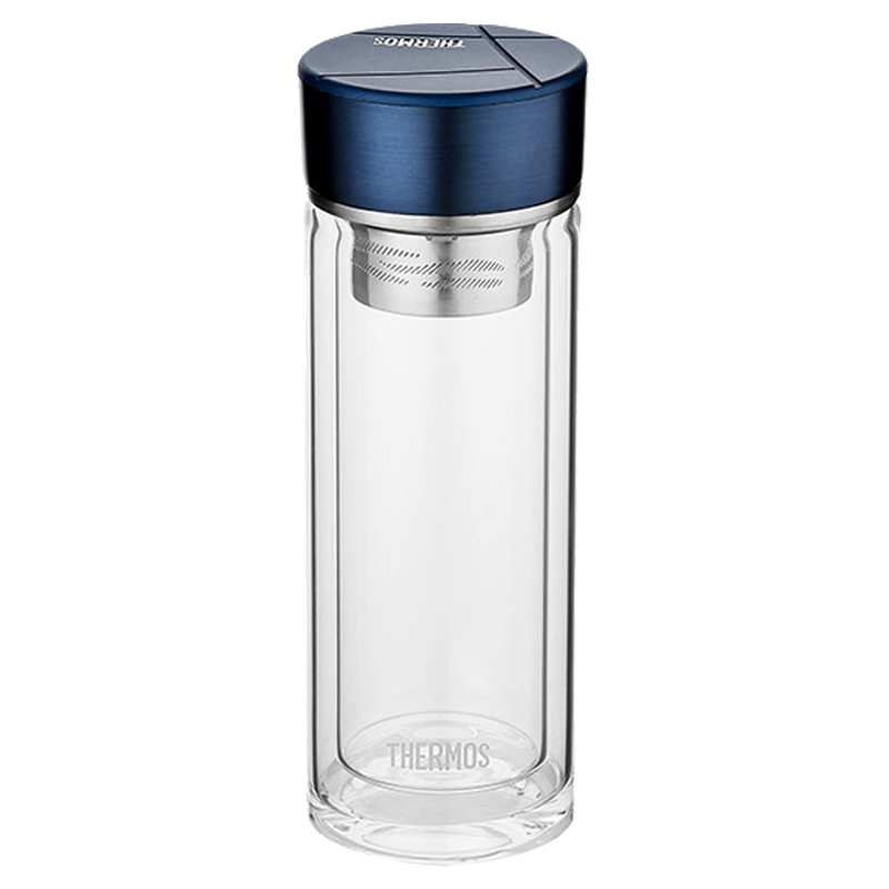 膳魔師(THERMOS)玻璃杯膳魔师TCGD-300双层高硼硅玻璃带茶漏茶隔300ml容量几何设计大气简约车载商务通用