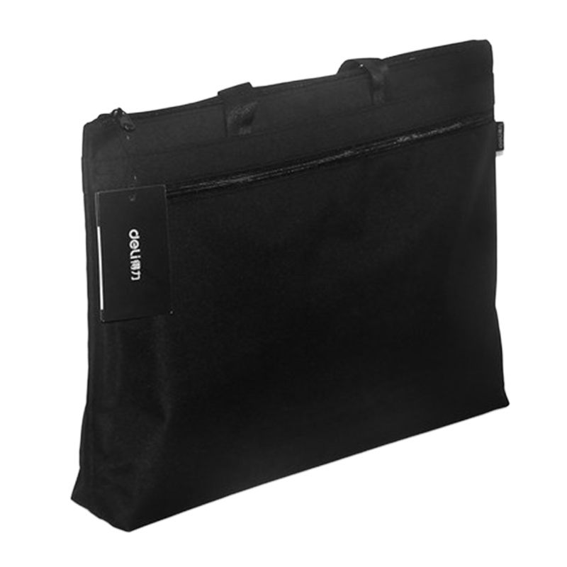 得力(deli) 5845 A4文件拉链袋大空间底部加宽手提商务办公事务资料袋会议包 黑色
