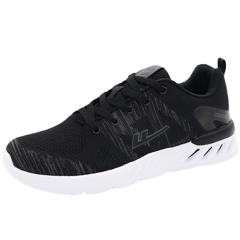 回力(Warrior)男鞋春秋季透气休闲运动鞋男士系带低帮网面鞋黑色健身跑步鞋子飞织旅游鞋休闲鞋 WL-3549