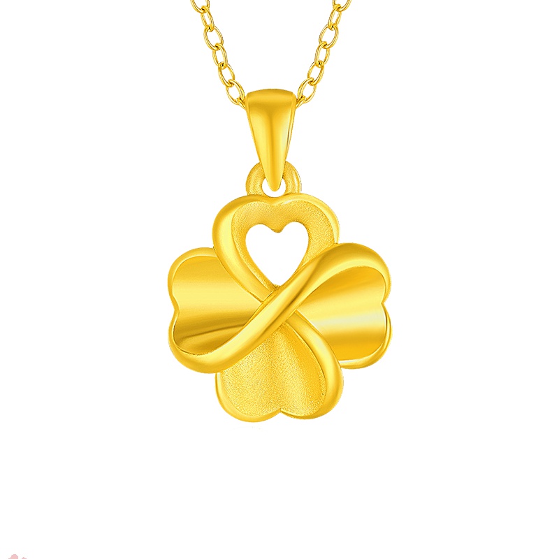 ZHAO LIANG 兆亮珠宝 黄金吊坠女款金吊坠足金999纯金项链挂坠四叶草3D硬金