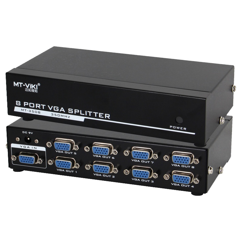 迈拓维矩 MT-3508 vga分配器一分八分频器一进八出高频350赫兹vga分屏器1分8