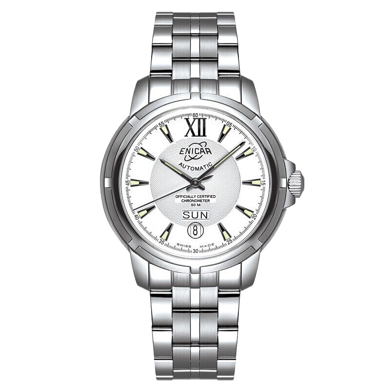 英纳格(ENICAR)天文台系列时尚简约休闲商务钢带自动机械男士手表3168/50/325aCHA