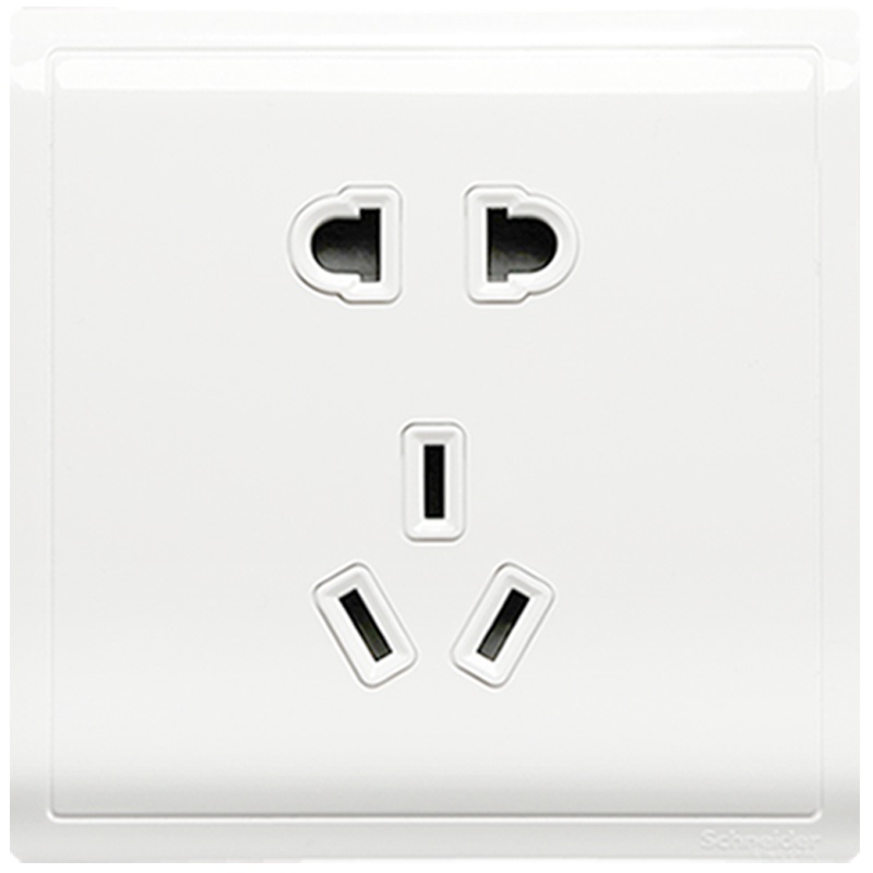施耐德电气（Schneider Electric）开关插座 丰尚经典白 10A二三插五孔插座电源插座86型 开关面板插座