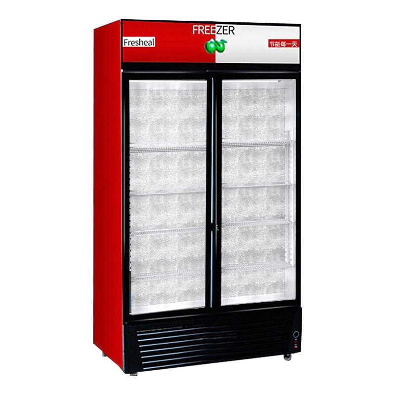 乐创(lecon)展示柜冷藏饮料柜商用立式冰柜冰箱冷柜保鲜柜 [双门红黑色] [风冷下压缩机]