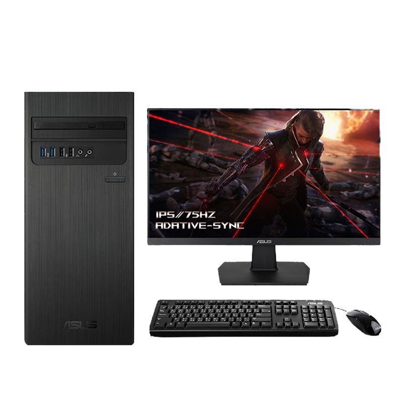 华硕(ASUS)碉堡台式电脑S300TA 23.8英寸大屏高清显示器 家用高效办公商务 学习高性能台式机电脑主机套装(G6400 8G 256G Win10 WIFI)