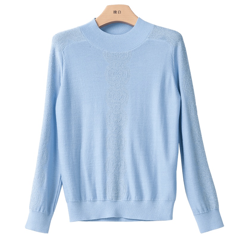 晚白2020冬季新品简约百搭时尚纯色长袖休闲毛衣打底衫针织衫女