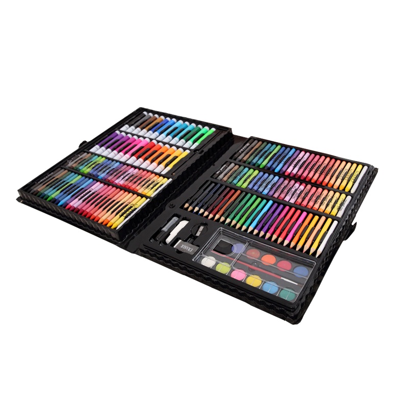 魔法棒168件黑色儿童水彩笔套装幼儿园初学者小学生用绘画笔宝宝颜色笔手绘彩笔安全无毒可水洗
